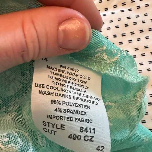 Floral Sheer Southern Lady white and teal Kimono Cardigan Sz  L #1797 - Picture 7 of 7